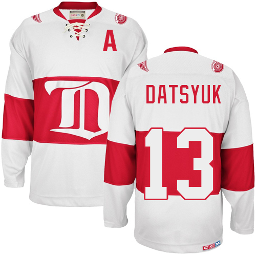 Herren Detroit Red Wings Eishockey Trikot Pavel Datsyuk #13 Authentic Throwback Weiß CCM Winter Classic